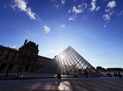 The Louvre pyramid in Paris.