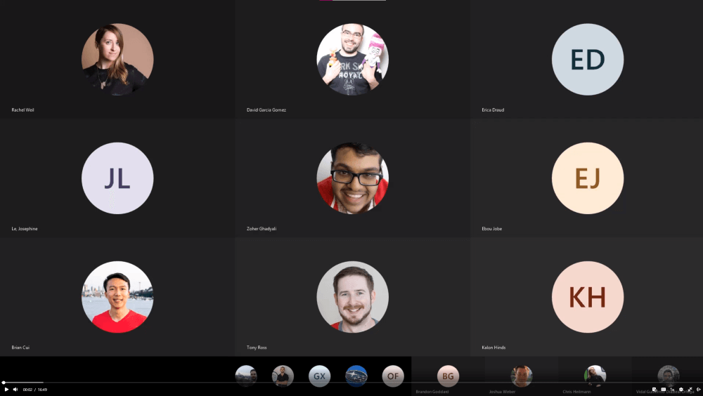 Screenshot of a Teams call with everyone face muted
