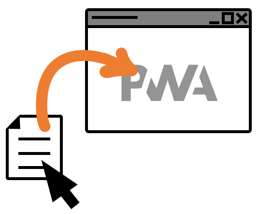 Illustration of a PWA handling a file