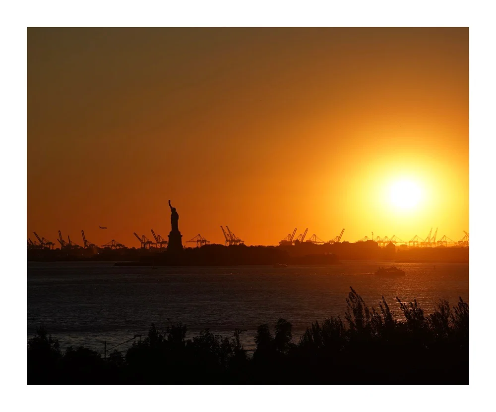 The status of liberty, at sunset