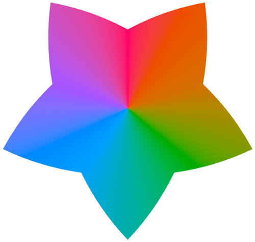 A rainbow colored star shape.
