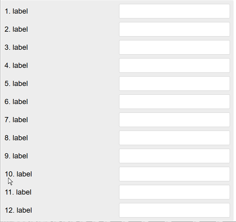 Simple 2-columns CSS Grid layout with labels in the left column and inputs in the right column