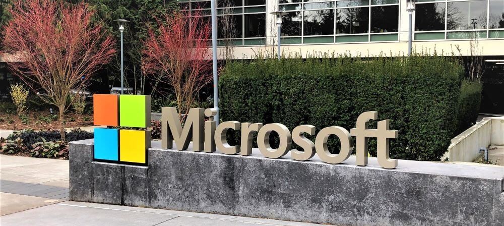 Photo of the Microsoft sign on the Redmond campus